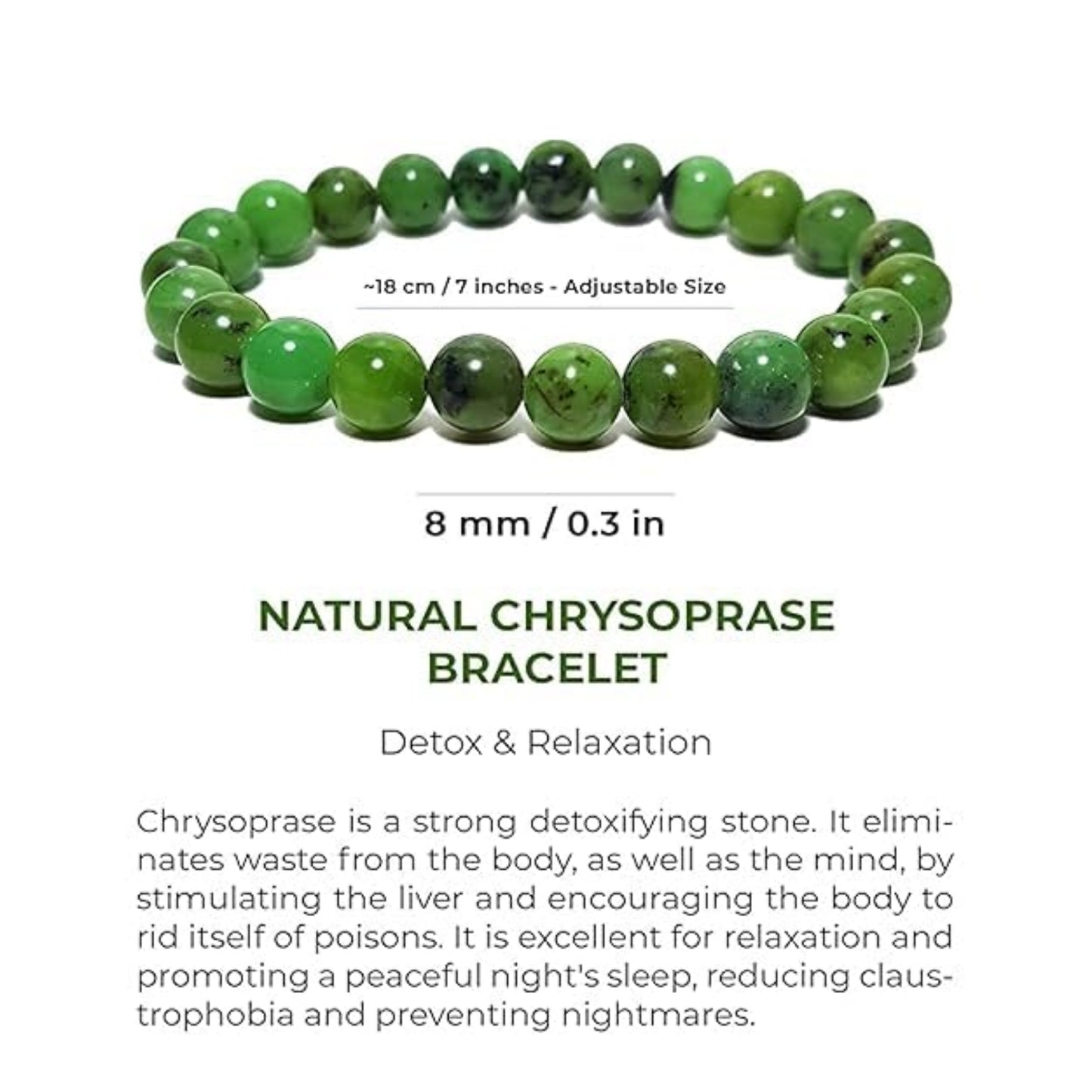 BRAHMAGYAAN Natural Chrysoprase Bracelet – Handmade Green Gemstone Bead Stretch Bracelet for Positivity, Growth & Everyday Elegance