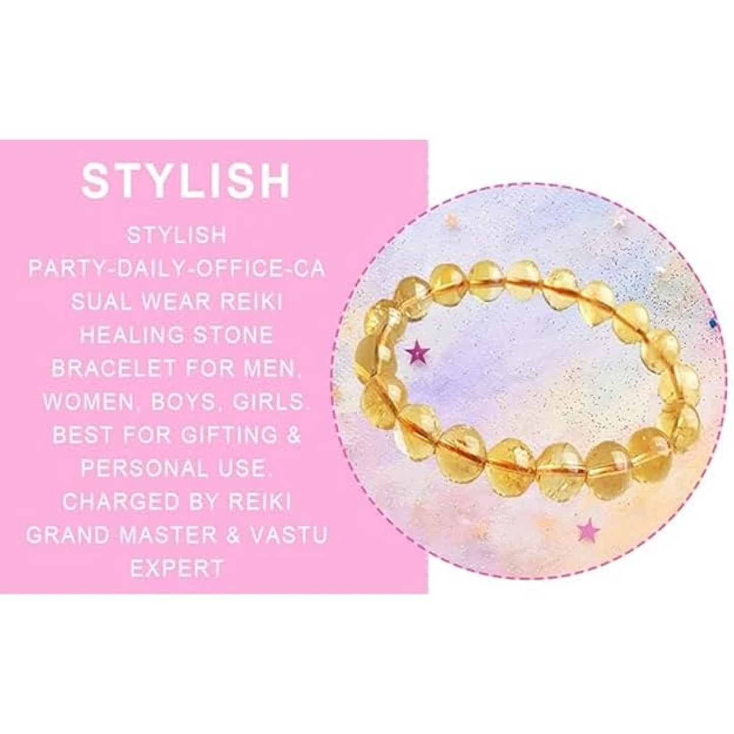 BRAHMAGYAAN Natural Citrine Bracelet – Handmade Citrine Gemstone Bead Stretch Bracelet for Abundance, Positivity & Everyday Elegance