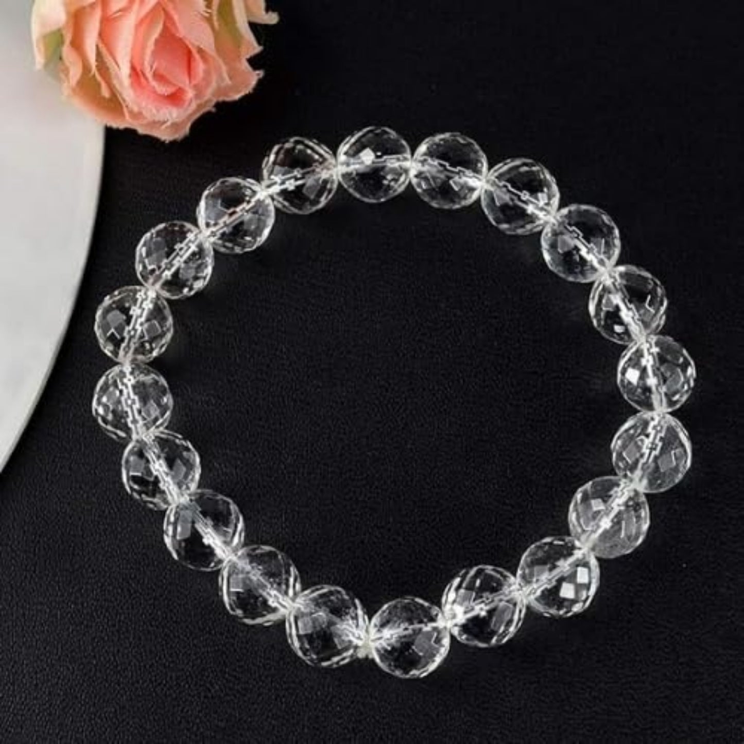 BRAHMAGYAAN Natural Clear Quartz Bracelet – Handmade Crystal Clear Quartz Gemstone Bead Stretch Bracelet for Clarity, Balance & Everyday Elegance