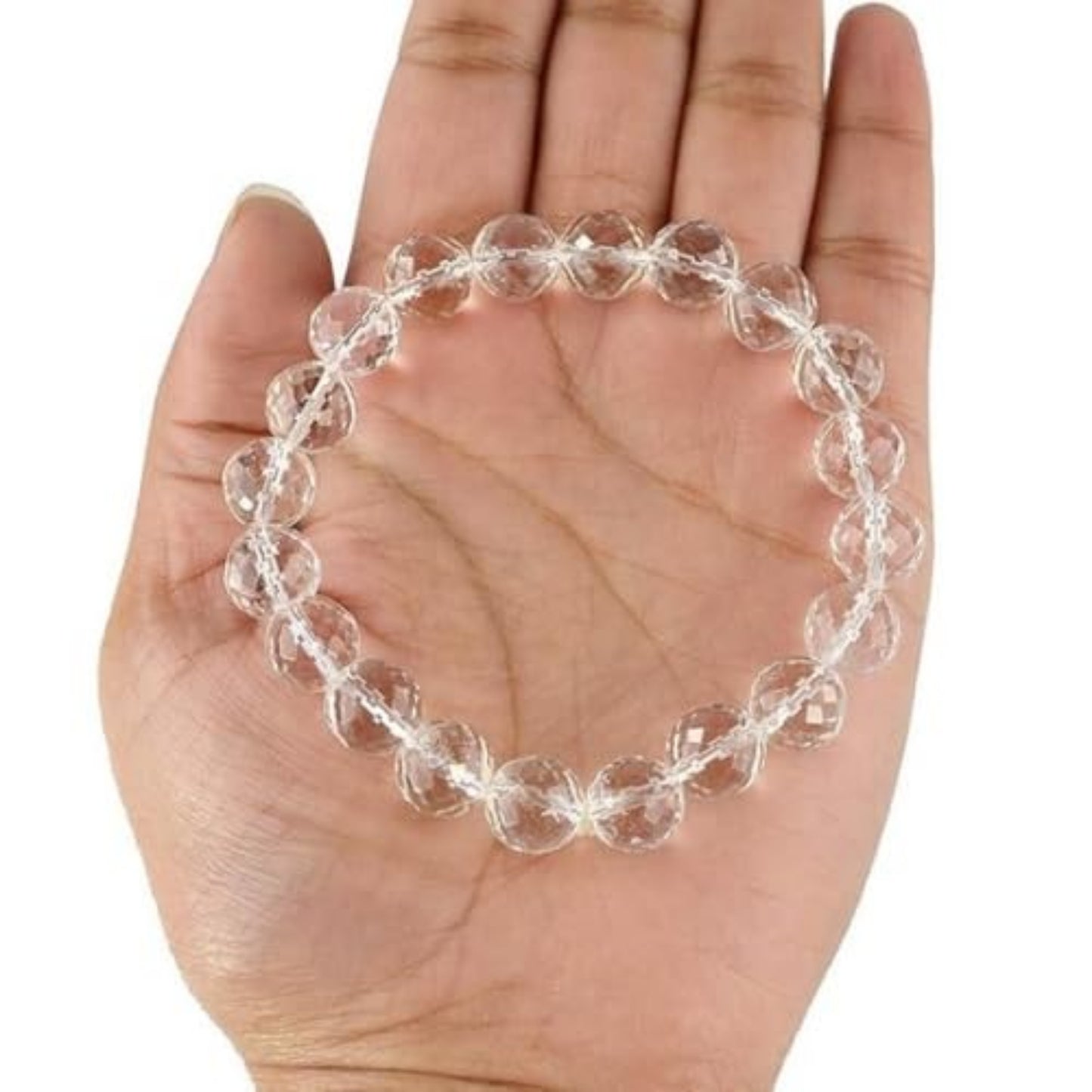 BRAHMAGYAAN Natural Clear Quartz Bracelet – Handmade Crystal Clear Quartz Gemstone Bead Stretch Bracelet for Clarity, Balance & Everyday Elegance