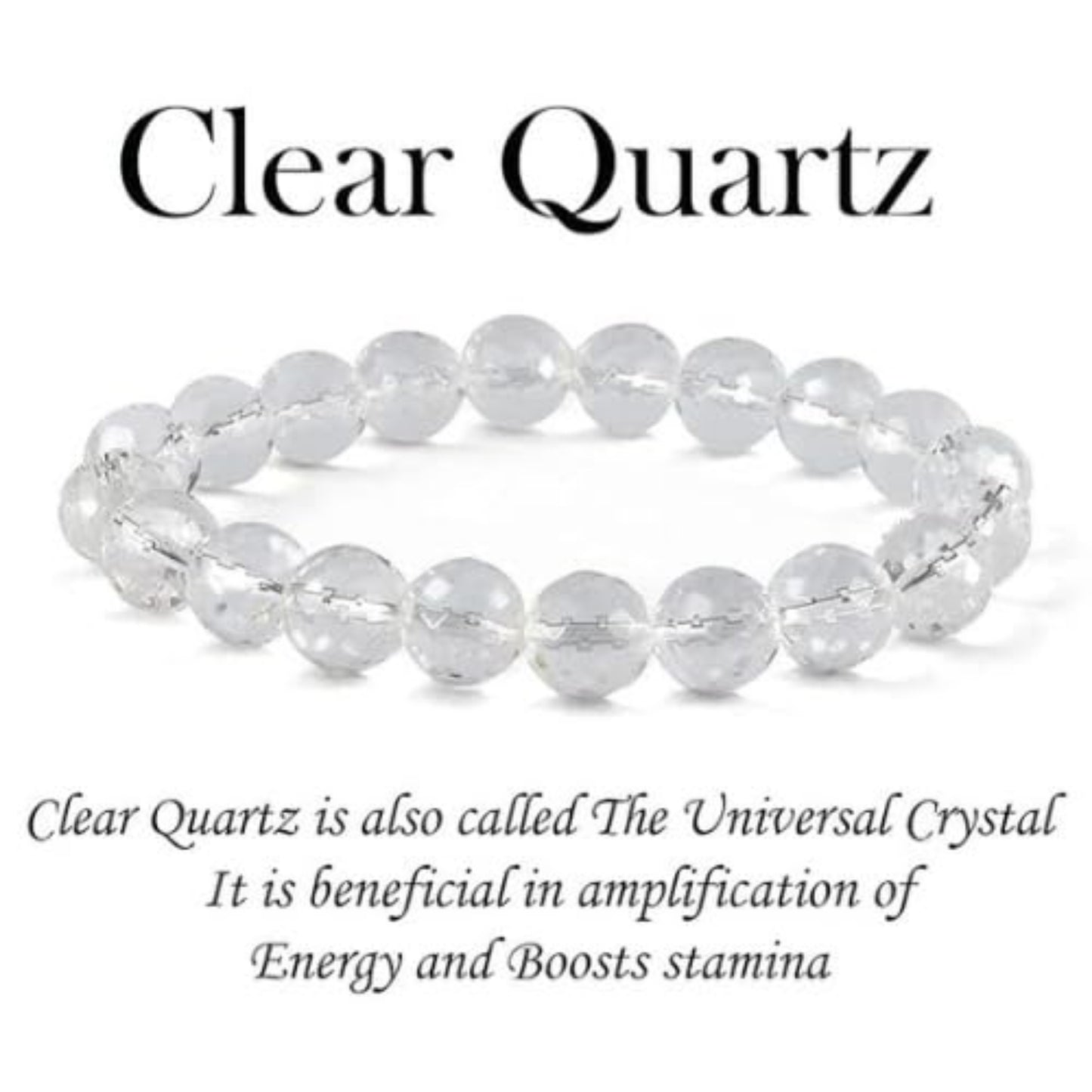 BRAHMAGYAAN Natural Clear Quartz Bracelet – Handmade Crystal Clear Quartz Gemstone Bead Stretch Bracelet for Clarity, Balance & Everyday Elegance