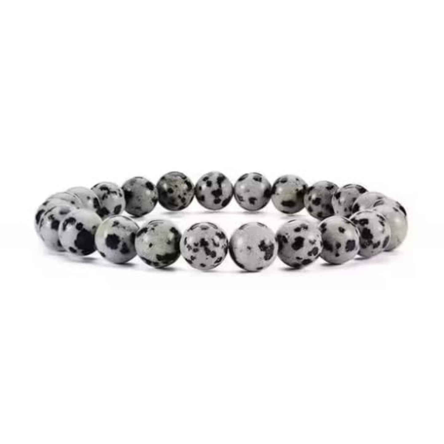 BRAHMAGYAAN Natural Dalmatian Jasper Bracelet – Handmade Dalmatian Jasper Gemstone Bead Stretch Bracelet for Joy, Balance & Everyday Elegance
