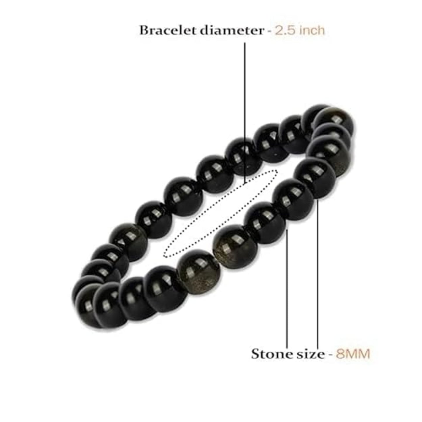 BRAHMAGYAAN Natural Golden Obsidian Bracelet – Handmade Golden Sheen Obsidian Gemstone Bead Stretch Bracelet for Protection, Confidence & Everyday Elegance