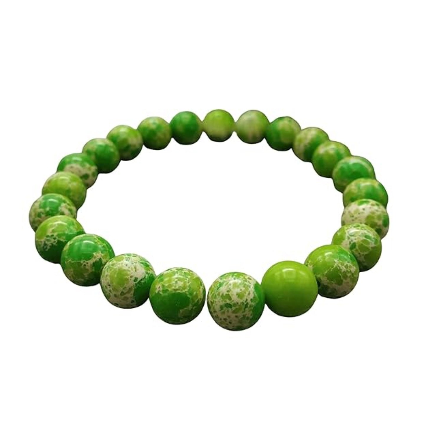 BRAHMAGYAAN Natural Green Imperial Jasper Bracelet – Handmade Green Gemstone Bead Stretch Bracelet for Harmony, Strength & Everyday Elegance