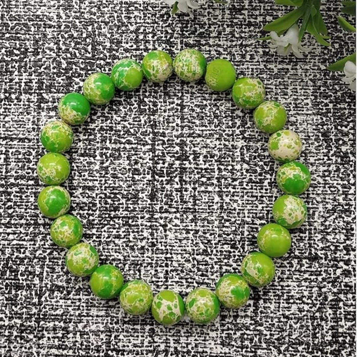 BRAHMAGYAAN Natural Green Imperial Jasper Bracelet – Handmade Green Gemstone Bead Stretch Bracelet for Harmony, Strength & Everyday Elegance