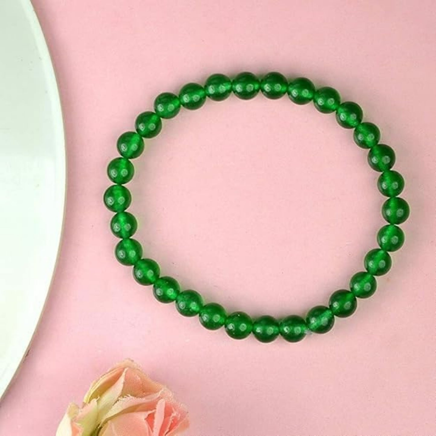 BRAHMAGYAAN Natural Green Onyx Bracelet – Handmade Green Onyx Gemstone Bead Stretch Bracelet for Strength, Confidence & Everyday Elegance