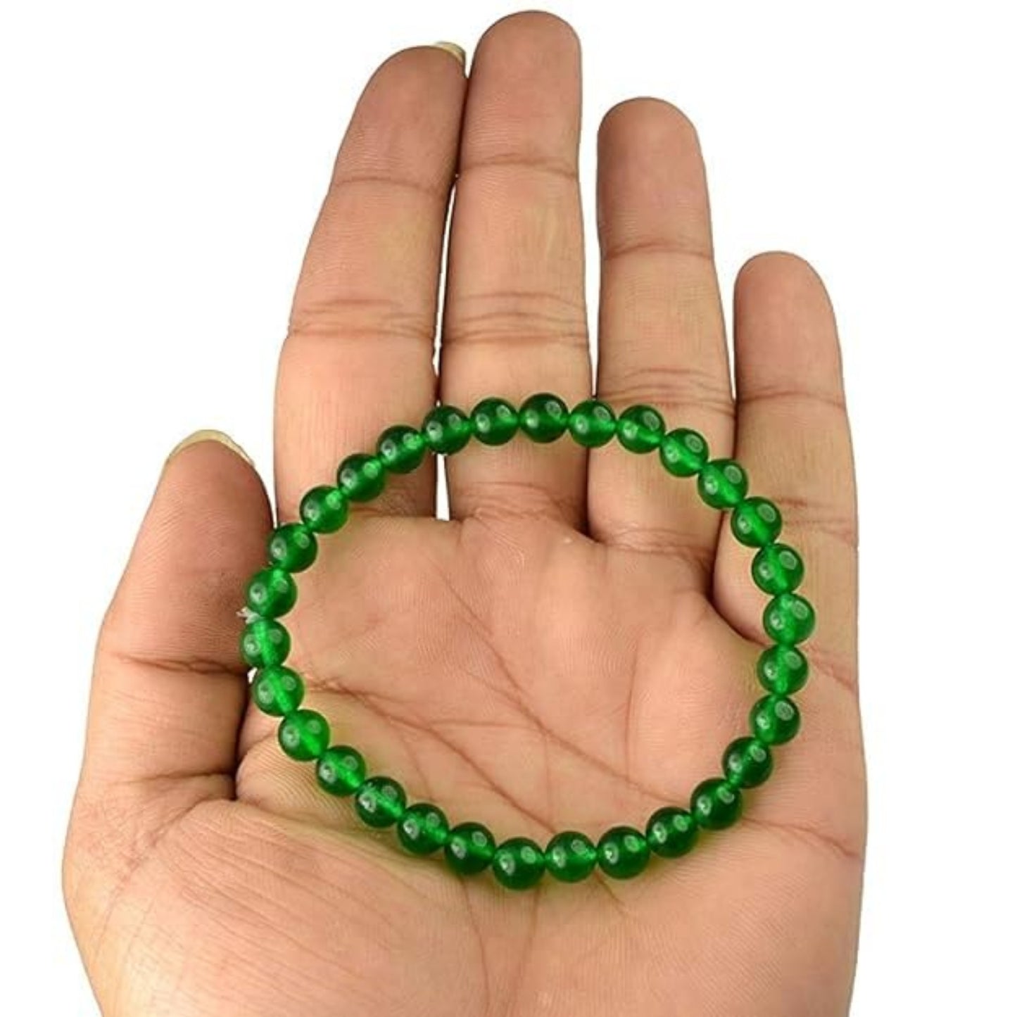 BRAHMAGYAAN Natural Green Onyx Bracelet – Handmade Green Onyx Gemstone Bead Stretch Bracelet for Strength, Confidence & Everyday Elegance