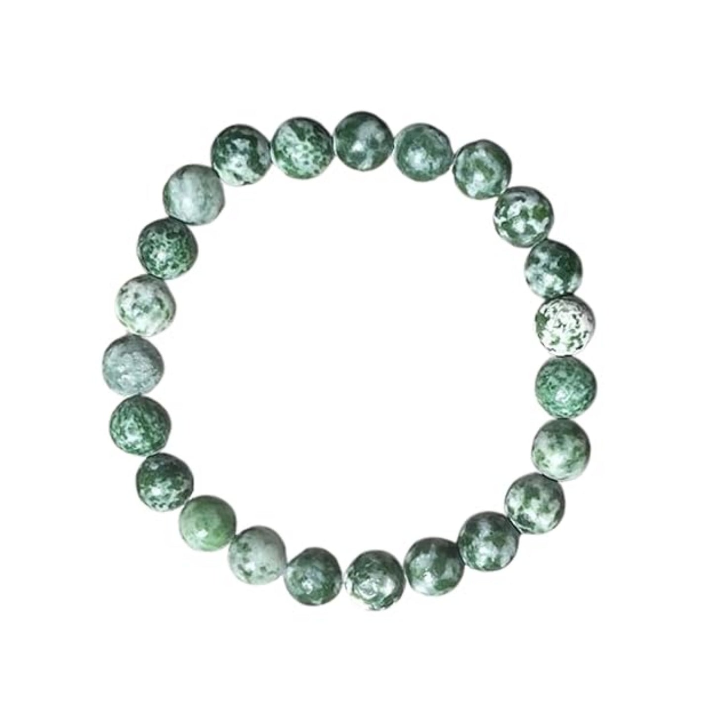 BRAHMAGYAAN Natural Green Spot Jasper Bracelet – Handmade Green Spot Jasper Gemstone Bead Stretch Bracelet for Stability, Growth & Everyday Elegance