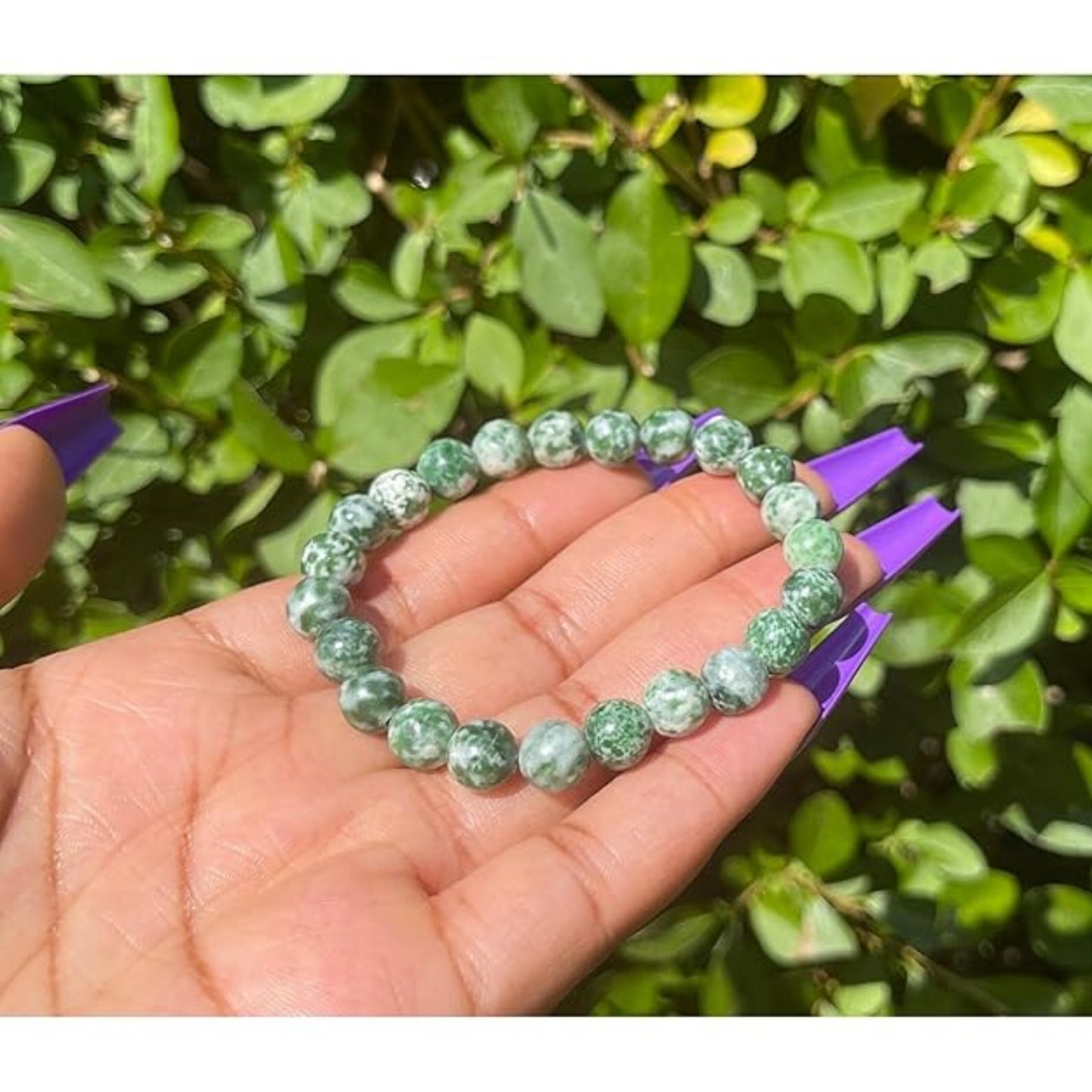 BRAHMAGYAAN Natural Green Spot Jasper Bracelet – Handmade Green Spot Jasper Gemstone Bead Stretch Bracelet for Stability, Growth & Everyday Elegance