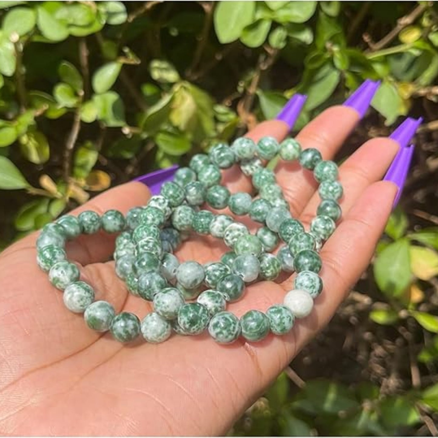 BRAHMAGYAAN Natural Green Spot Jasper Bracelet – Handmade Green Spot Jasper Gemstone Bead Stretch Bracelet for Stability, Growth & Everyday Elegance