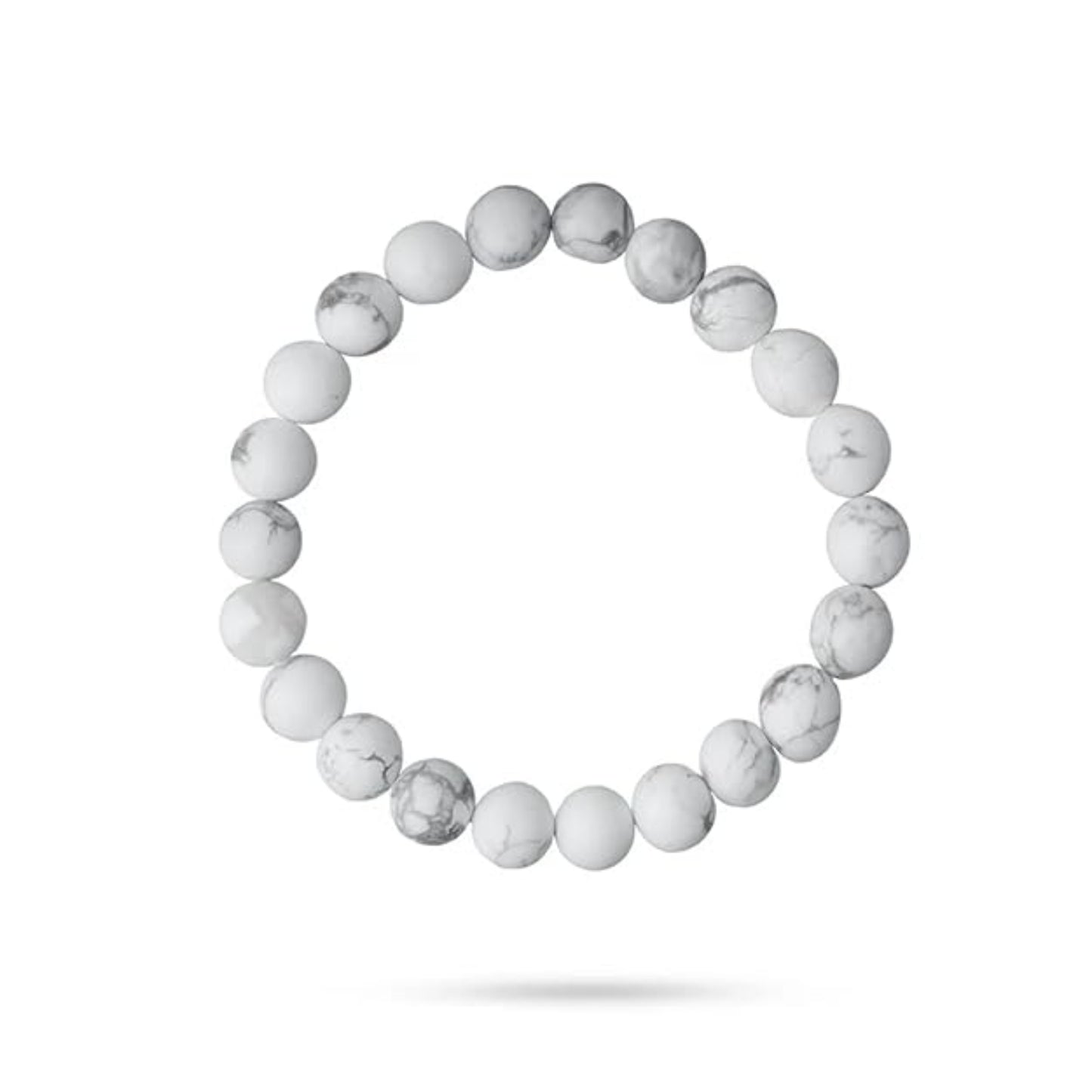 BRAHMAGYAAN Natural Howlite Bracelet – Handmade White Howlite Gemstone Bead Stretch Bracelet for Calmness, Balance & Everyday Elegance