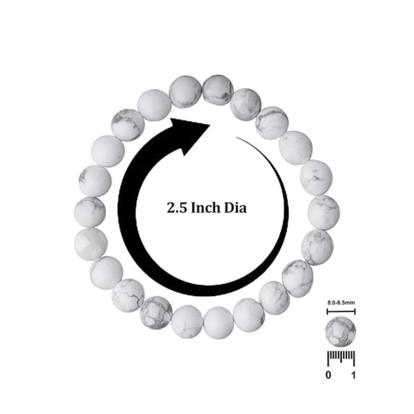 BRAHMAGYAAN Natural Howlite Bracelet – Handmade White Howlite Gemstone Bead Stretch Bracelet for Calmness, Balance & Everyday Elegance