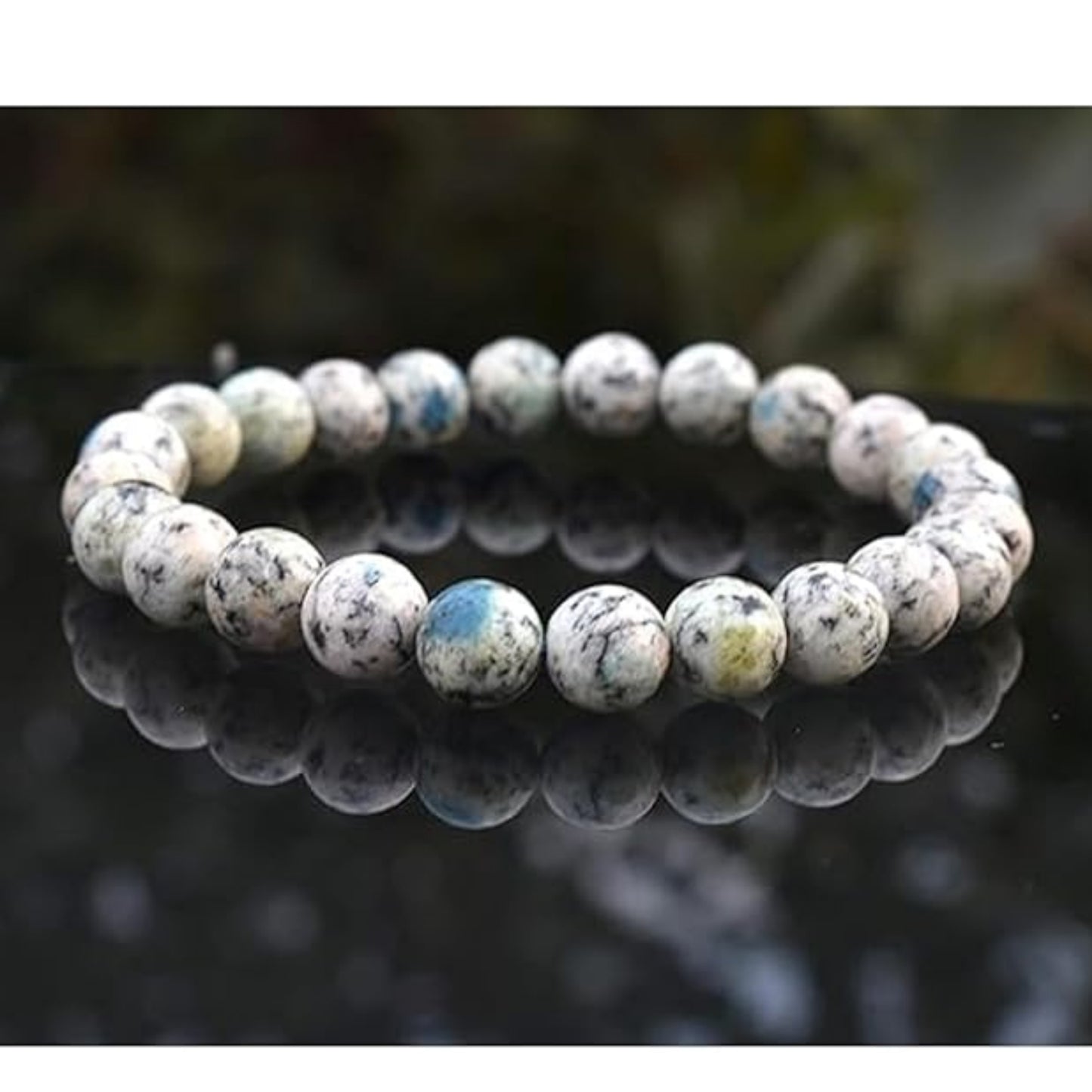 BRAHMAGYAAN Natural K2 Stone Bracelet – Handmade K2 Jasper Gemstone Bead Stretch Bracelet for Balance, Awareness & Everyday Elegance