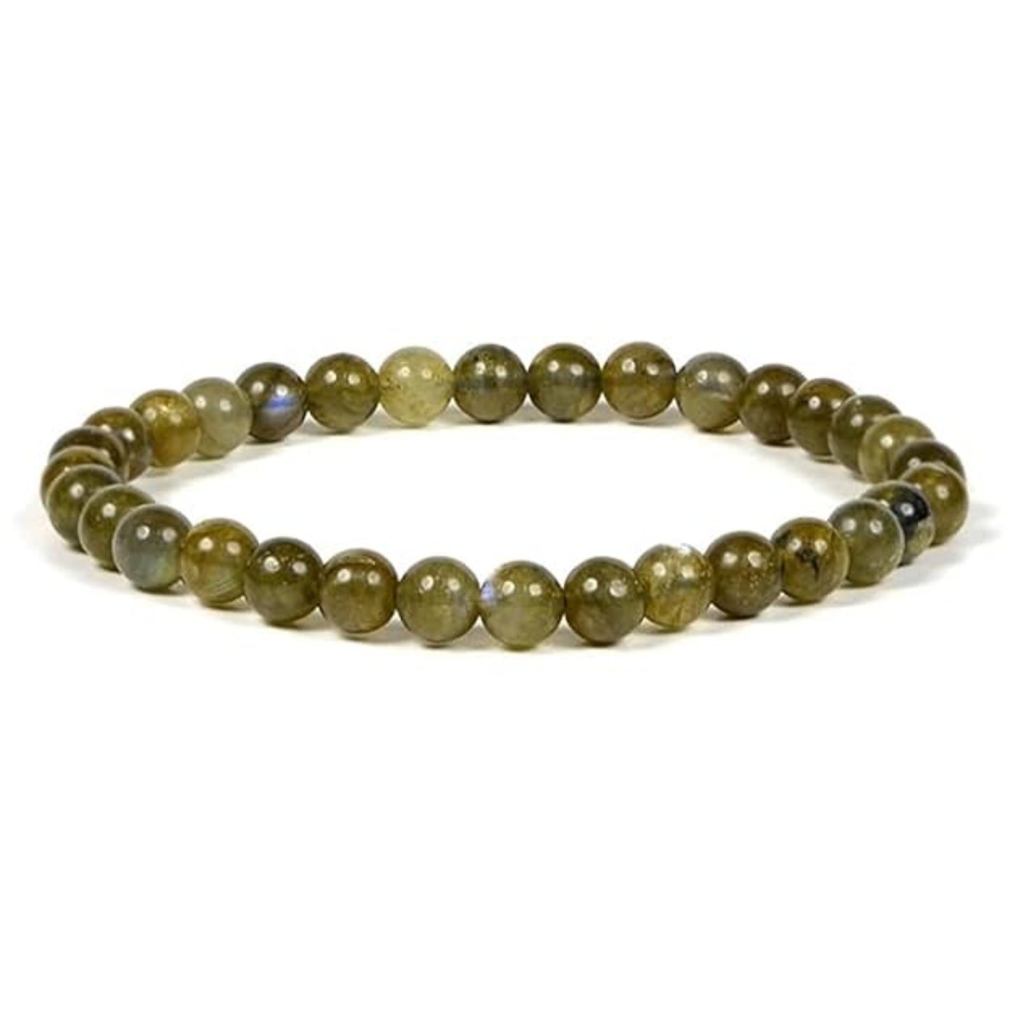 BRAHMAGYAAN Natural Labradorite Bracelet – Handmade Labradorite Gemstone Bead Stretch Bracelet for Protection, Intuition & Everyday Elegance