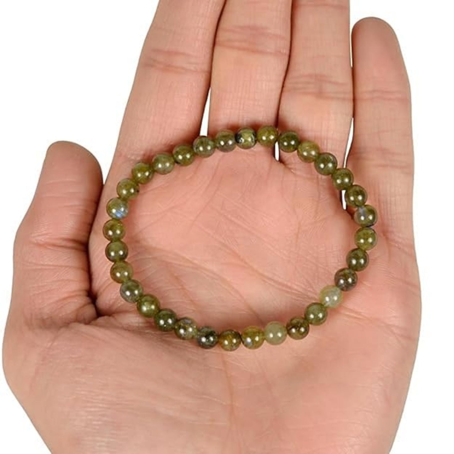 BRAHMAGYAAN Natural Labradorite Bracelet – Handmade Labradorite Gemstone Bead Stretch Bracelet for Protection, Intuition & Everyday Elegance