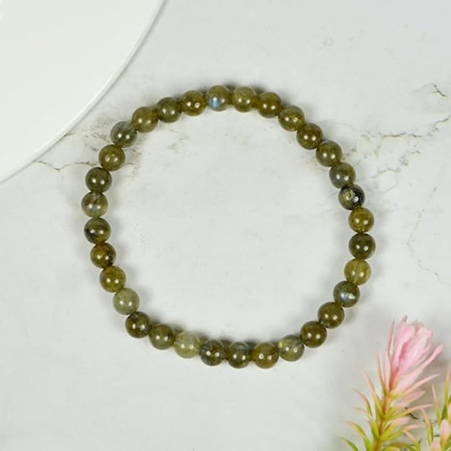 BRAHMAGYAAN Natural Labradorite Bracelet – Handmade Labradorite Gemstone Bead Stretch Bracelet for Protection, Intuition & Everyday Elegance