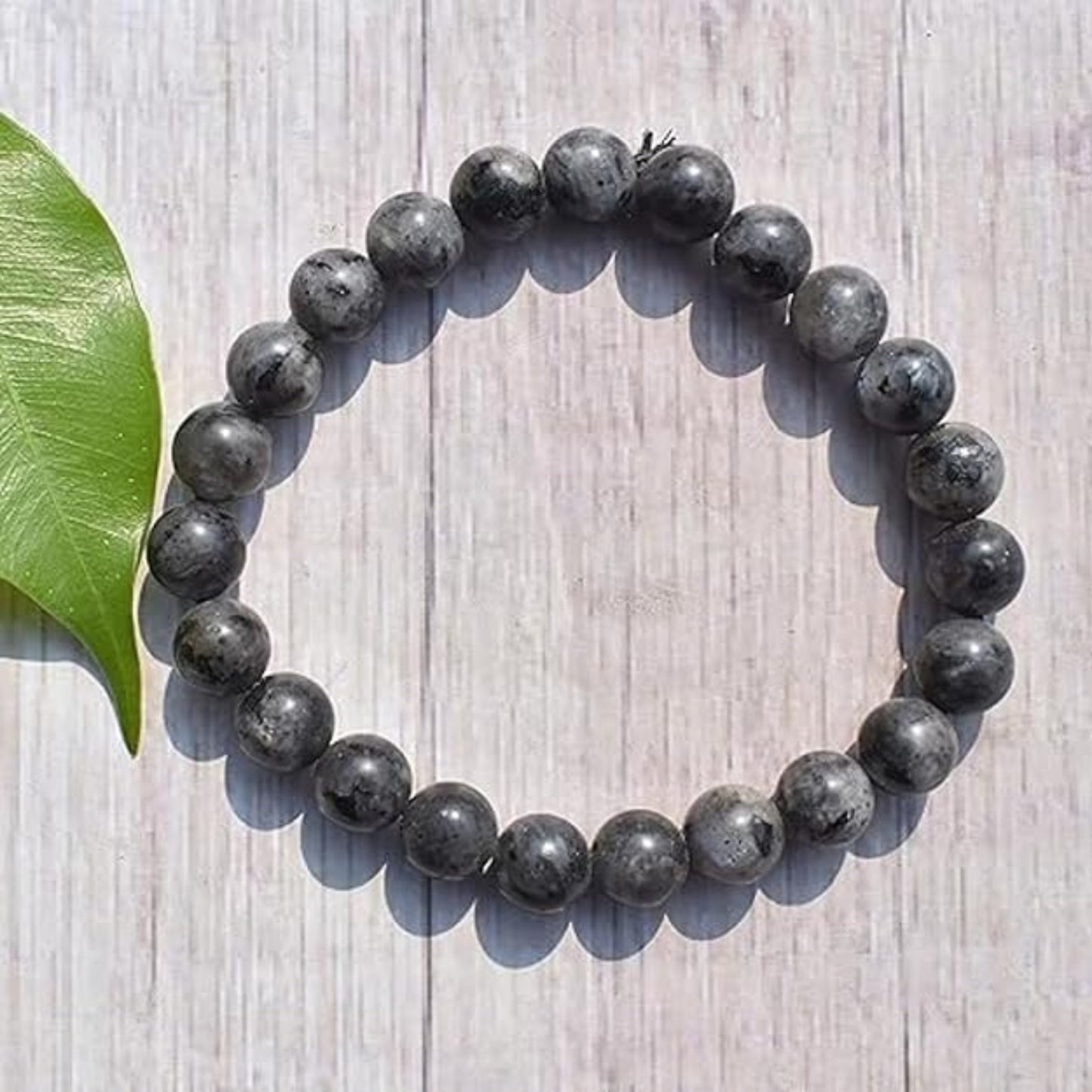 BRAHMAGYAAN Natural Larvikite Bracelet – Handmade Larvikite Gemstone Bead Stretch Bracelet for Protection, Grounding & Everyday Elegance