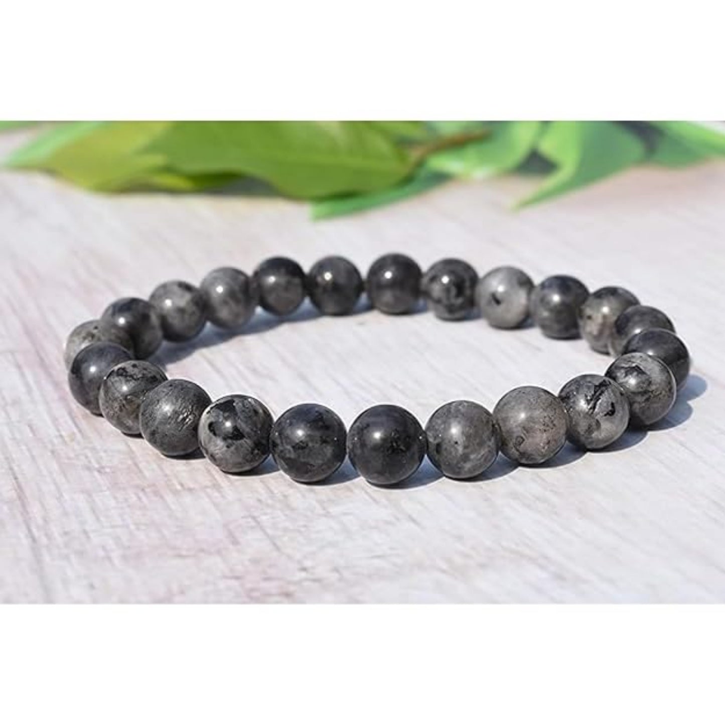 BRAHMAGYAAN Natural Larvikite Bracelet – Handmade Larvikite Gemstone Bead Stretch Bracelet for Protection, Grounding & Everyday Elegance