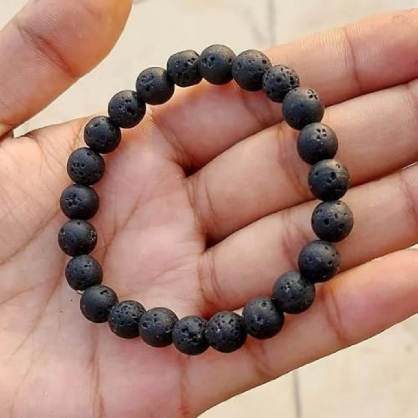 BRAHMAGYAAN Natural Lava Stone Bracelet – Handmade Black Lava Stone Bead Stretch Bracelet for Strength, Grounding & Everyday Elegance