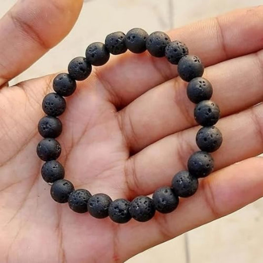 BRAHMAGYAAN Natural Lava Stone Bracelet – Handmade Black Lava Stone Bead Stretch Bracelet for Strength, Grounding & Everyday Elegance