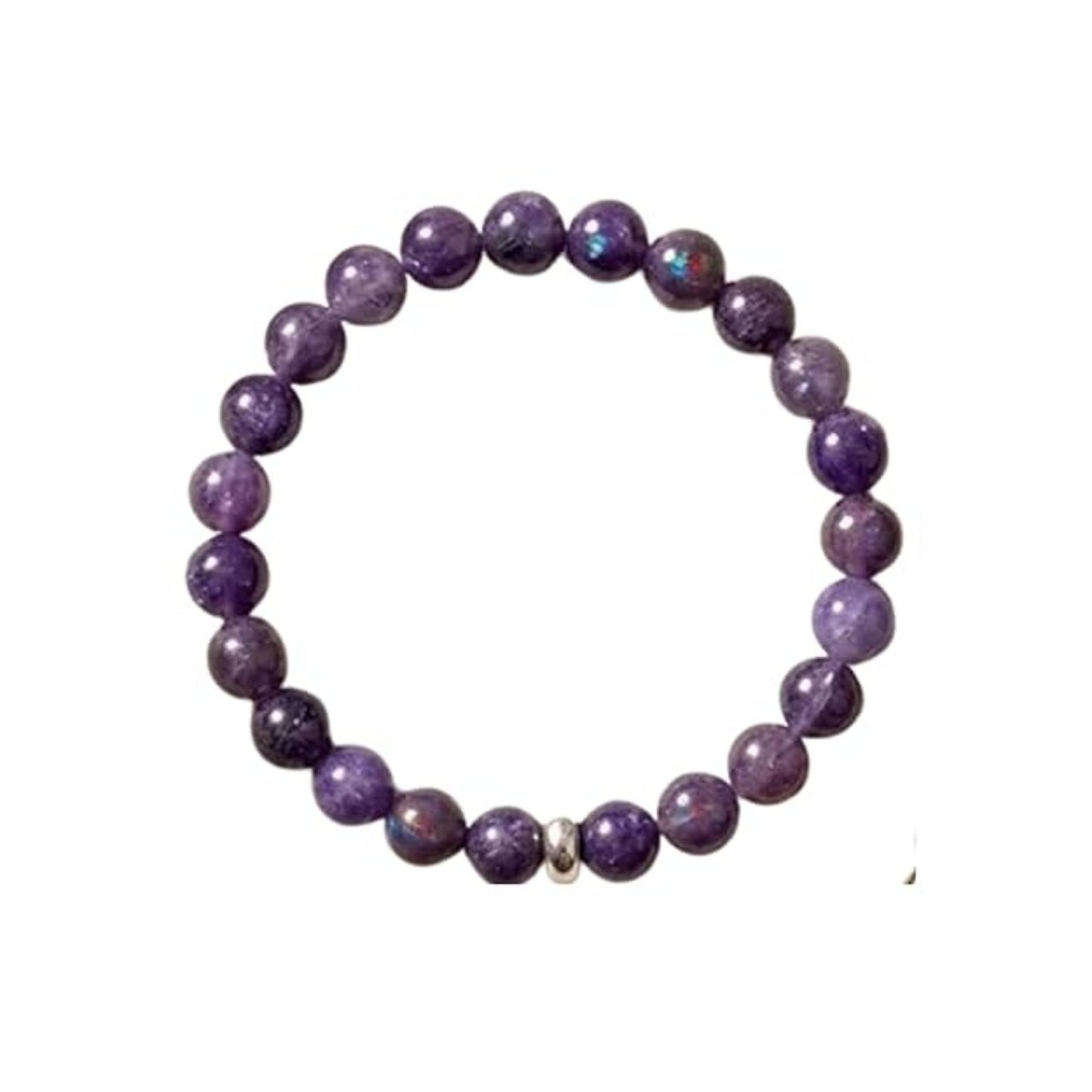 BRAHMAGYAAN Natural Lepidolite Bracelet – Handmade Purple Lepidolite Gemstone Bead Stretch Bracelet for Calmness, Balance & Everyday Elegance