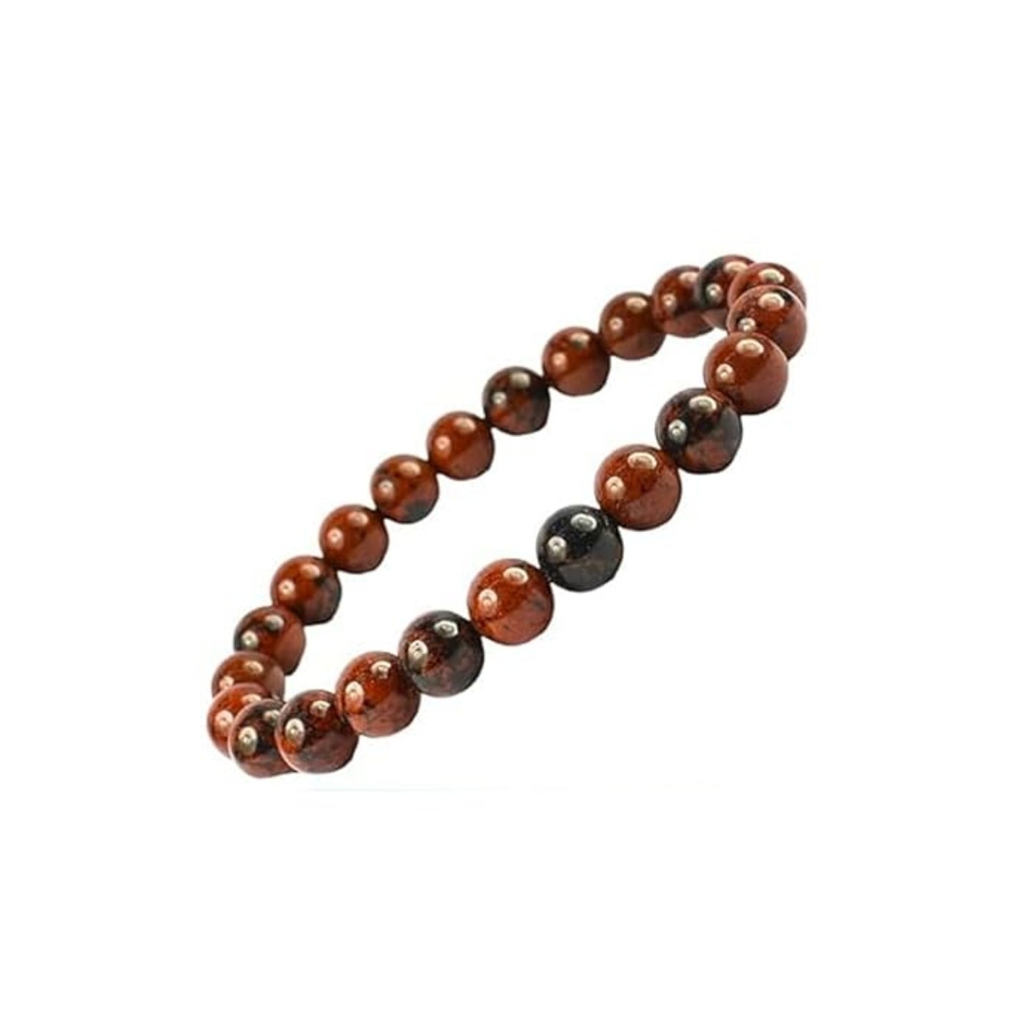 BRAHMAGYAAN Natural Mahogany Obsidian Bracelet – Handmade Brown & Black Obsidian Gemstone Bead Stretch Bracelet for Strength, Protection & Everyday Style