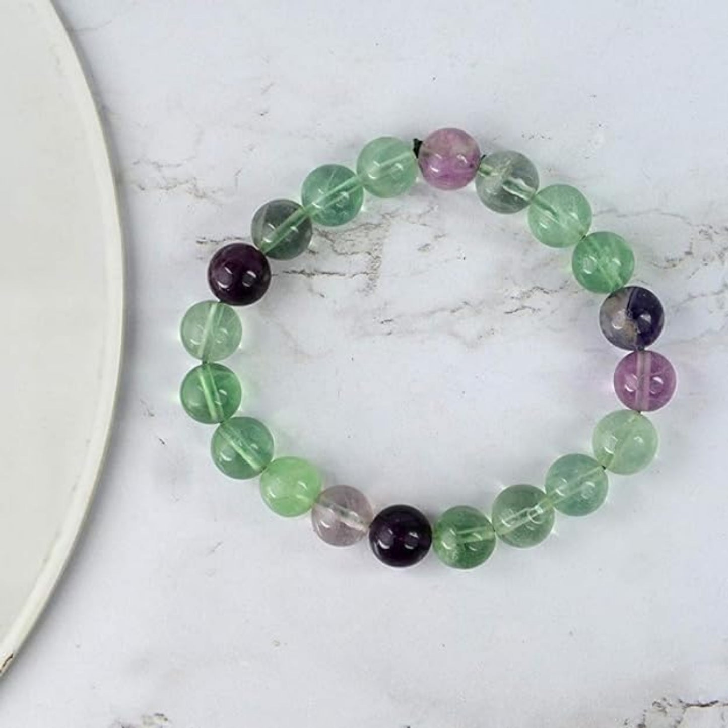 BRAHMAGYAAN Natural Multi Fluorite Bracelet – Handmade Multi-Color Fluorite Gemstone Bead Stretch Bracelet for Clarity, Balance & Everyday Elegance