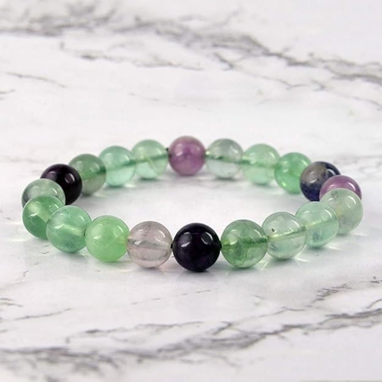 BRAHMAGYAAN Natural Multi Fluorite Bracelet – Handmade Multi-Color Fluorite Gemstone Bead Stretch Bracelet for Clarity, Balance & Everyday Elegance