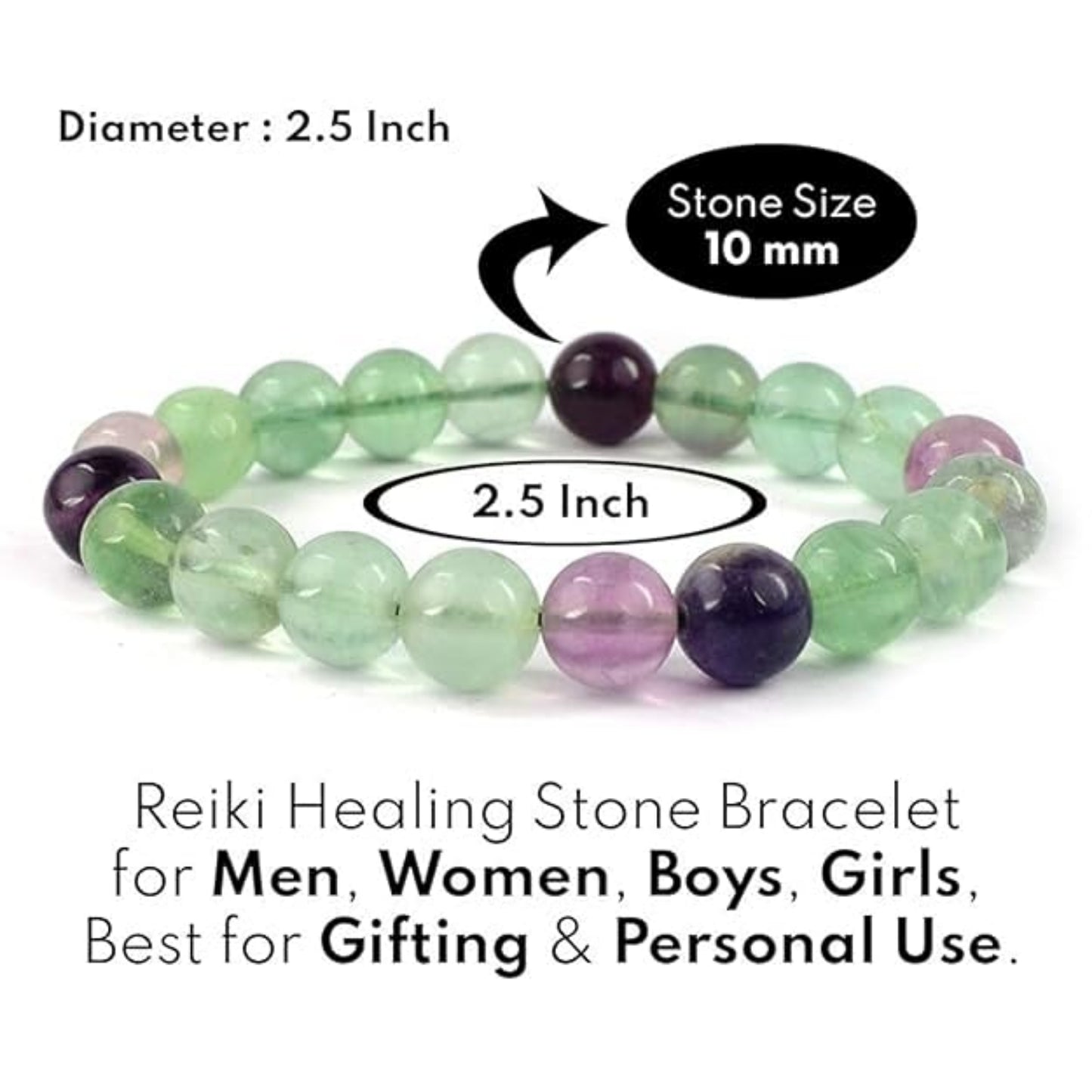 BRAHMAGYAAN Natural Multi Fluorite Bracelet – Handmade Multi-Color Fluorite Gemstone Bead Stretch Bracelet for Clarity, Balance & Everyday Elegance