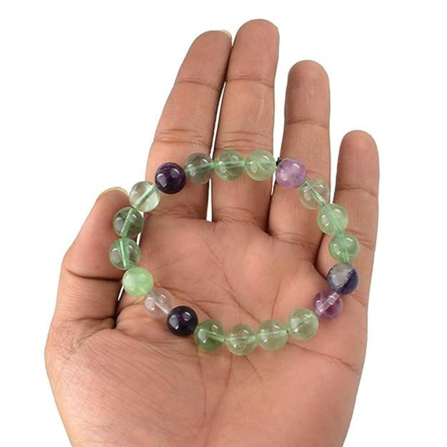 BRAHMAGYAAN Natural Multi Fluorite Bracelet – Handmade Multi-Color Fluorite Gemstone Bead Stretch Bracelet for Clarity, Balance & Everyday Elegance
