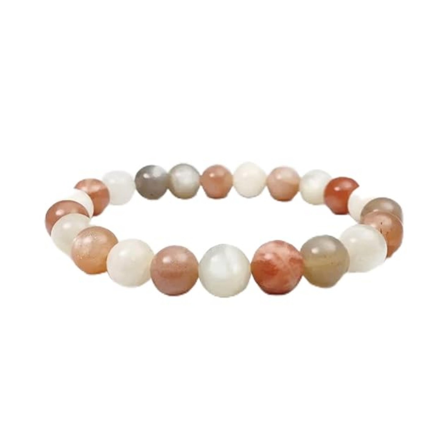 BRAHMAGYAAN Natural Multi Moonstone Bracelet – Handmade Multi-Color Moonstone Bead Stretch Bracelet for Balance, Intuition & Everyday Elegance