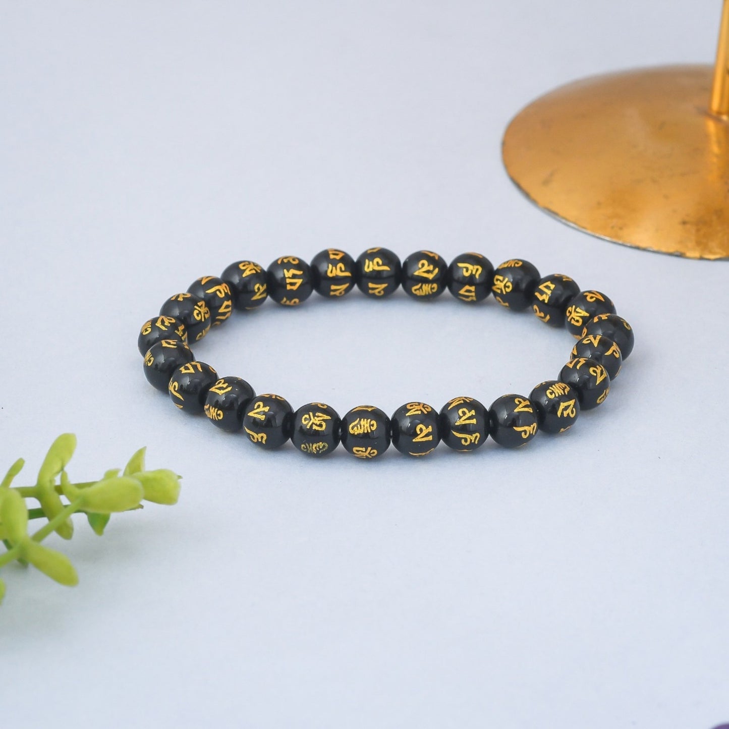 BRAHMAGYAAN Om Mani Bracelet – Handmade Om Mani Prayer Bead Stretch Bracelet for Peace, Mindfulness & Everyday Elegance