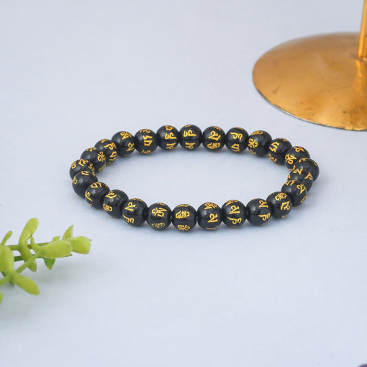 BRAHMAGYAAN Om Mani Bracelet – Handmade Om Mani Prayer Bead Stretch Bracelet for Peace, Mindfulness & Everyday Elegance