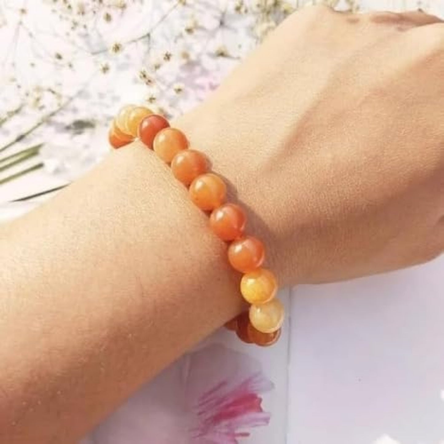 BRAHMAGYAAN Natural Orange Aventurine Bracelet – Handmade Orange Aventurine Gemstone Bead Stretch Bracelet for Creativity, Confidence & Everyday Elegance
