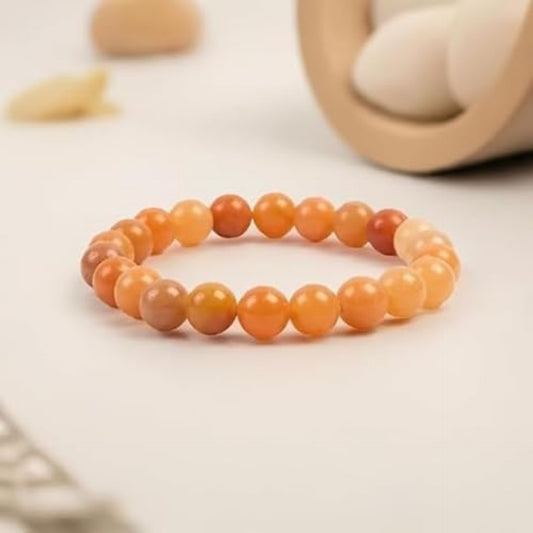 BRAHMAGYAAN Natural Orange Aventurine Bracelet – Handmade Orange Aventurine Gemstone Bead Stretch Bracelet for Creativity, Confidence & Everyday Elegance