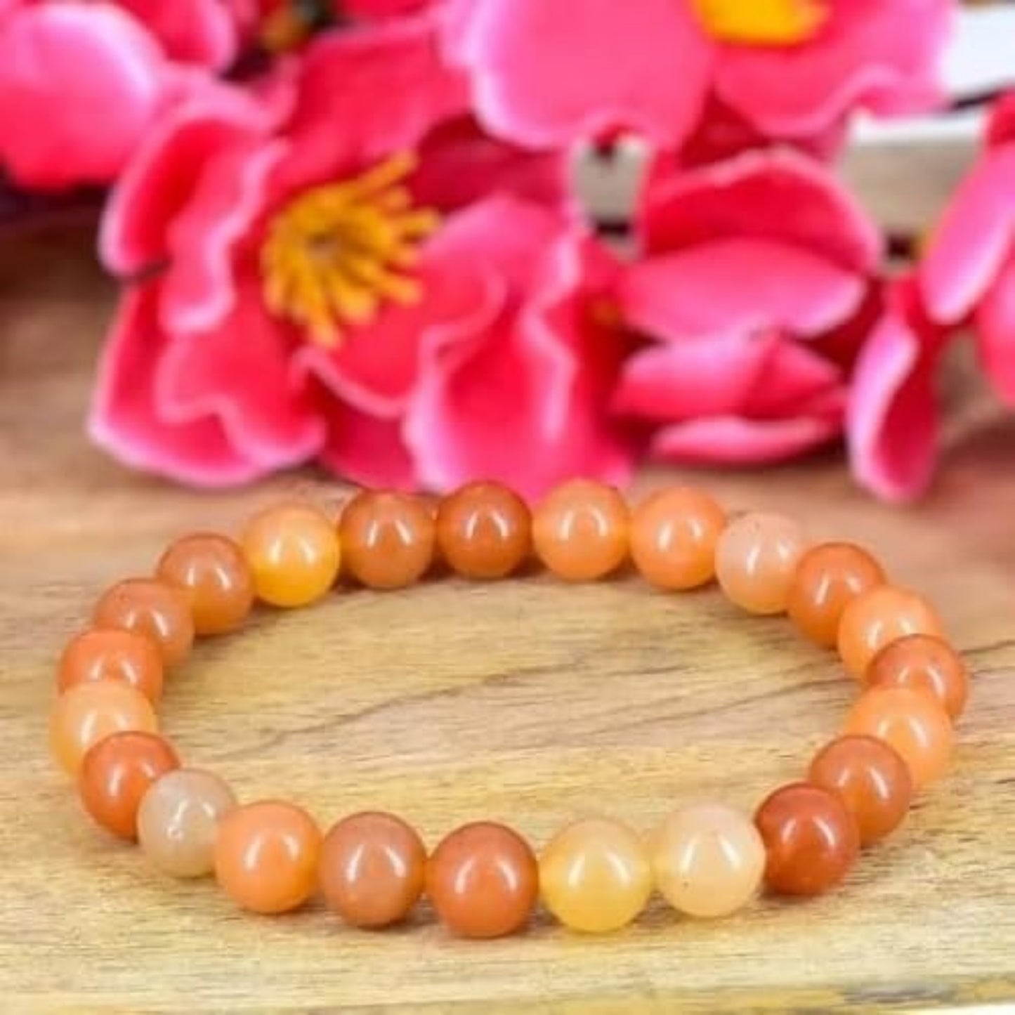 BRAHMAGYAAN Natural Orange Aventurine Bracelet – Handmade Orange Aventurine Gemstone Bead Stretch Bracelet for Creativity, Confidence & Everyday Elegance