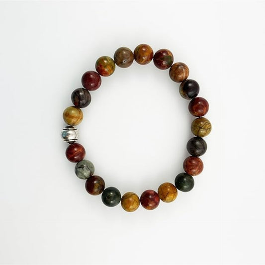 BRAHMAGYAAN Natural Picasso Jasper Bracelet – Handmade Picasso Jasper Gemstone Bead Stretch Bracelet for Creativity, Balance & Everyday Elegance