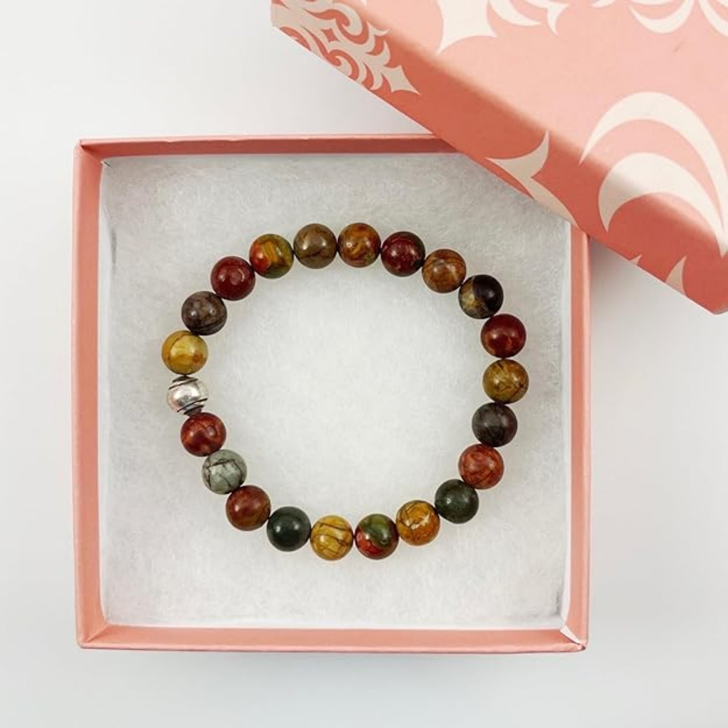 BRAHMAGYAAN Natural Picasso Jasper Bracelet – Handmade Picasso Jasper Gemstone Bead Stretch Bracelet for Creativity, Balance & Everyday Elegance