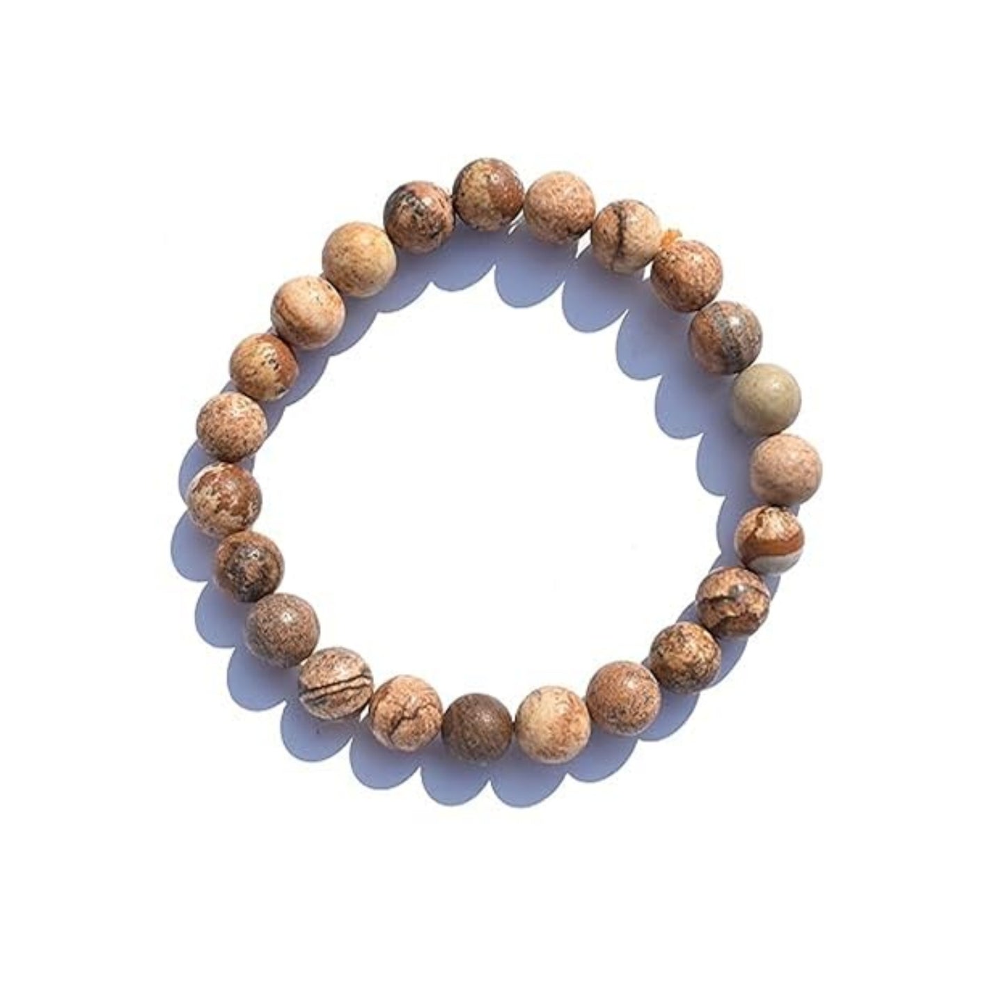 BRAHMAGYAAN Natural Picture Jasper Bracelet – Handmade Picture Jasper Gemstone Bead Stretch Bracelet for Grounding, Stability & Everyday Elegance