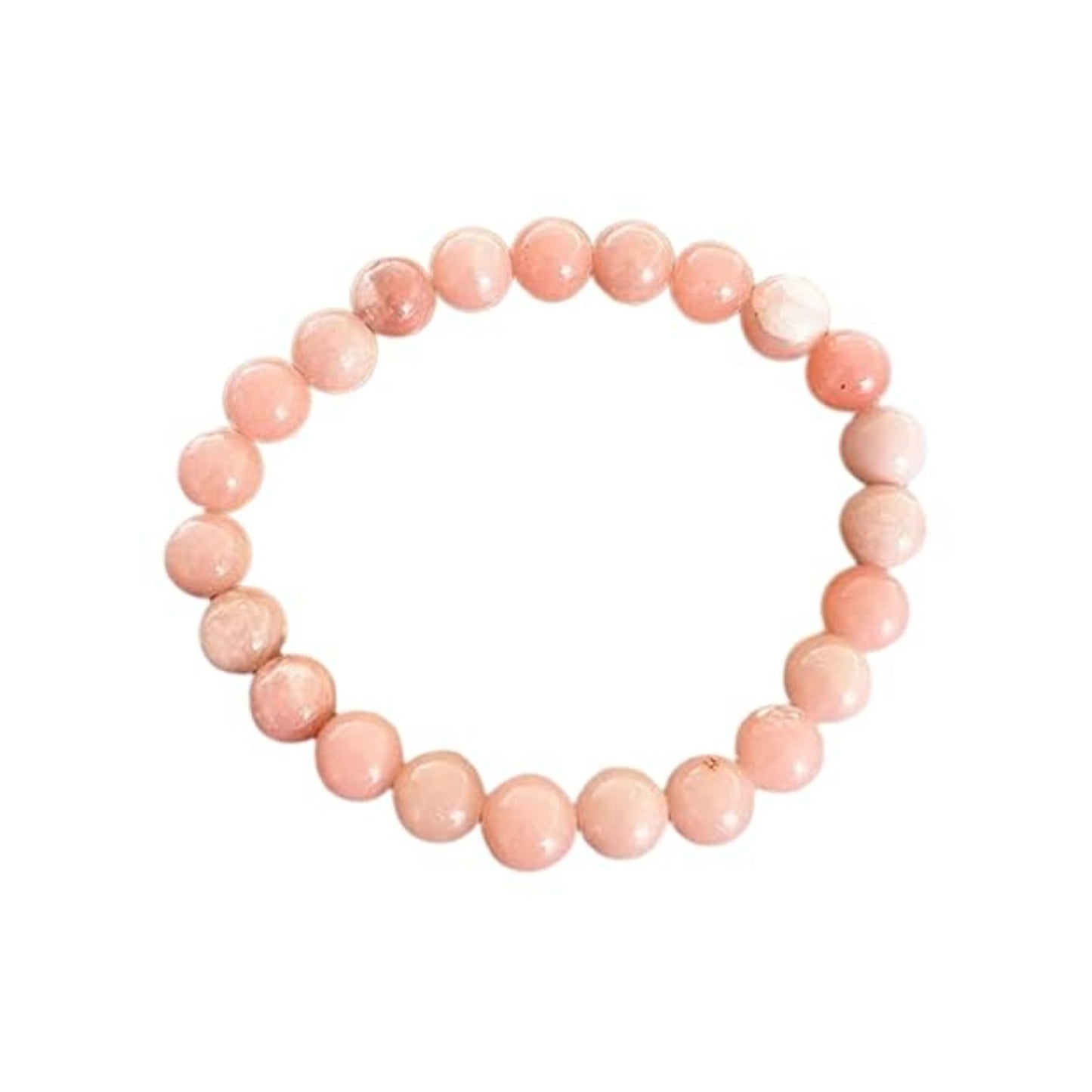 BRAHMAGYAAN Natural Pink Opal Bracelet – Handmade Pink Opal Gemstone Bead Stretch Bracelet for Love, Peace & Everyday Elegance
