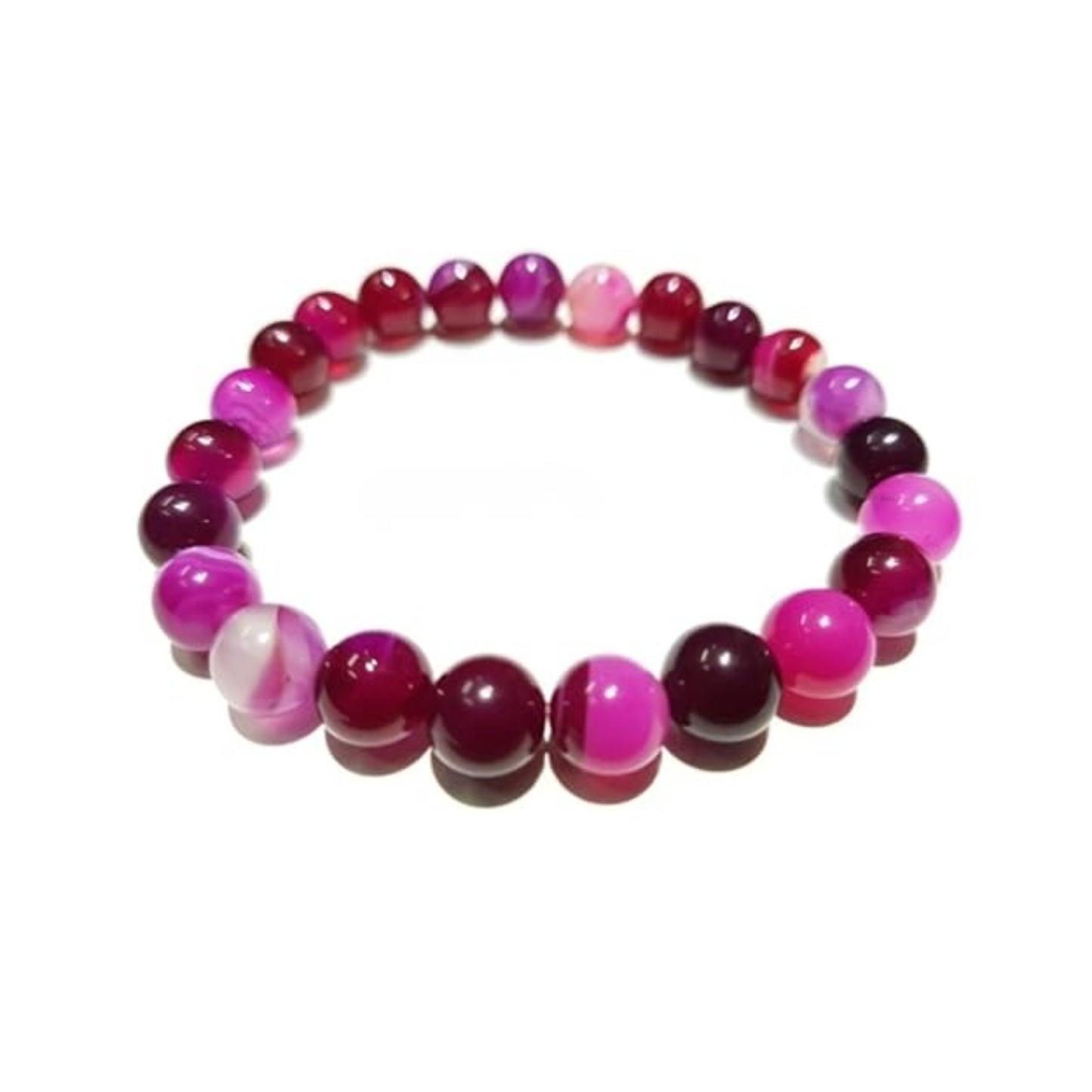 BRAHMAGYAAN Natural Pink Onyx Bracelet – Handmade Pink Onyx Gemstone Bead Stretch Bracelet for Love, Harmony & Everyday Elegance