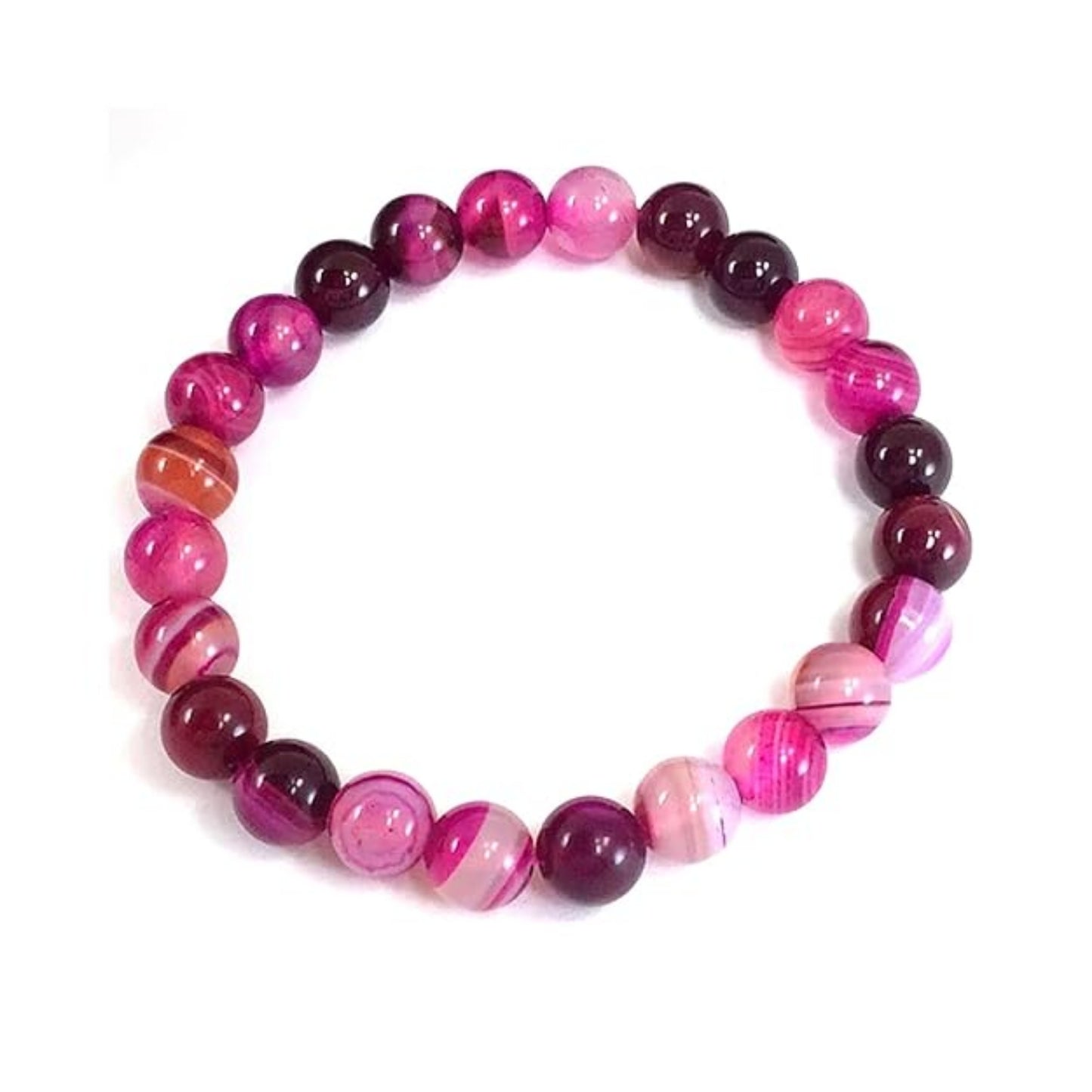BRAHMAGYAAN Natural Pink Onyx Bracelet – Handmade Pink Onyx Gemstone Bead Stretch Bracelet for Love, Harmony & Everyday Elegance