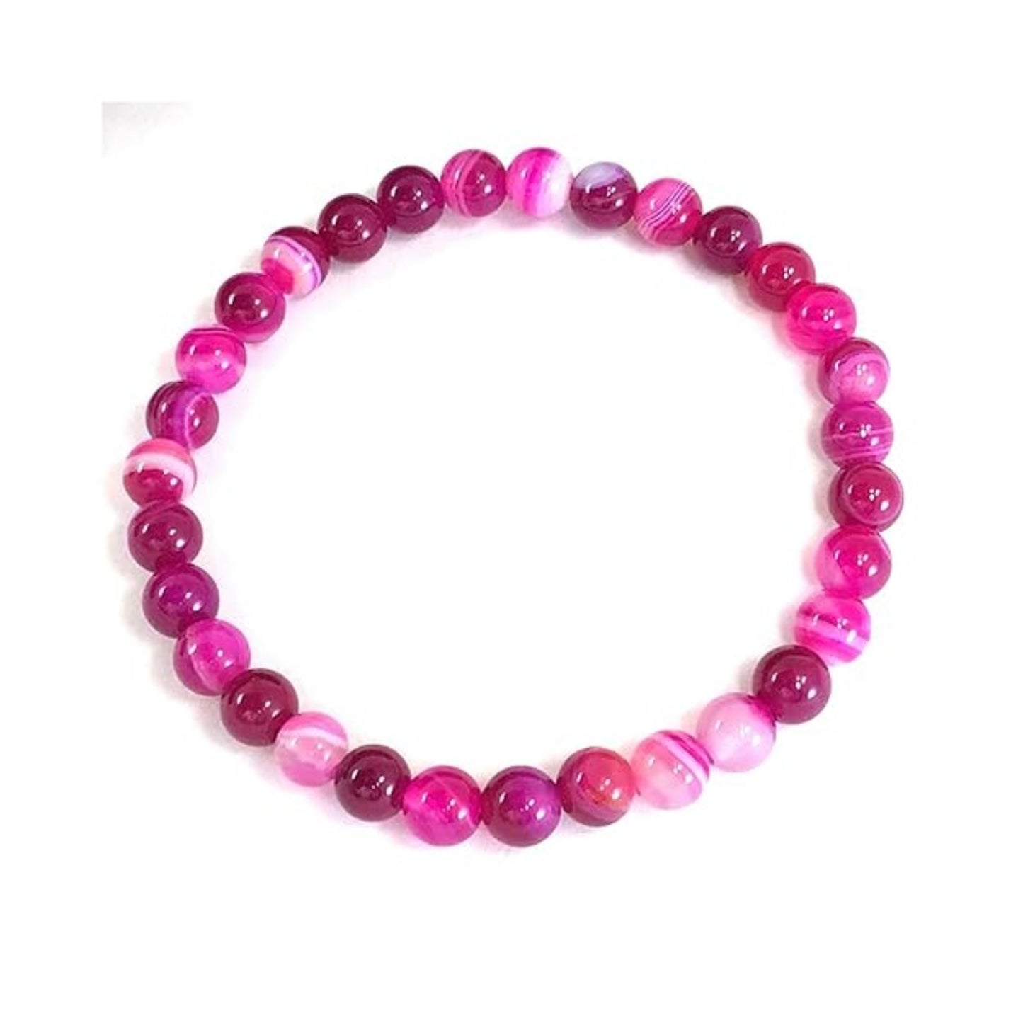 BRAHMAGYAAN Natural Pink Onyx Bracelet – Handmade Pink Onyx Gemstone Bead Stretch Bracelet for Love, Harmony & Everyday Elegance