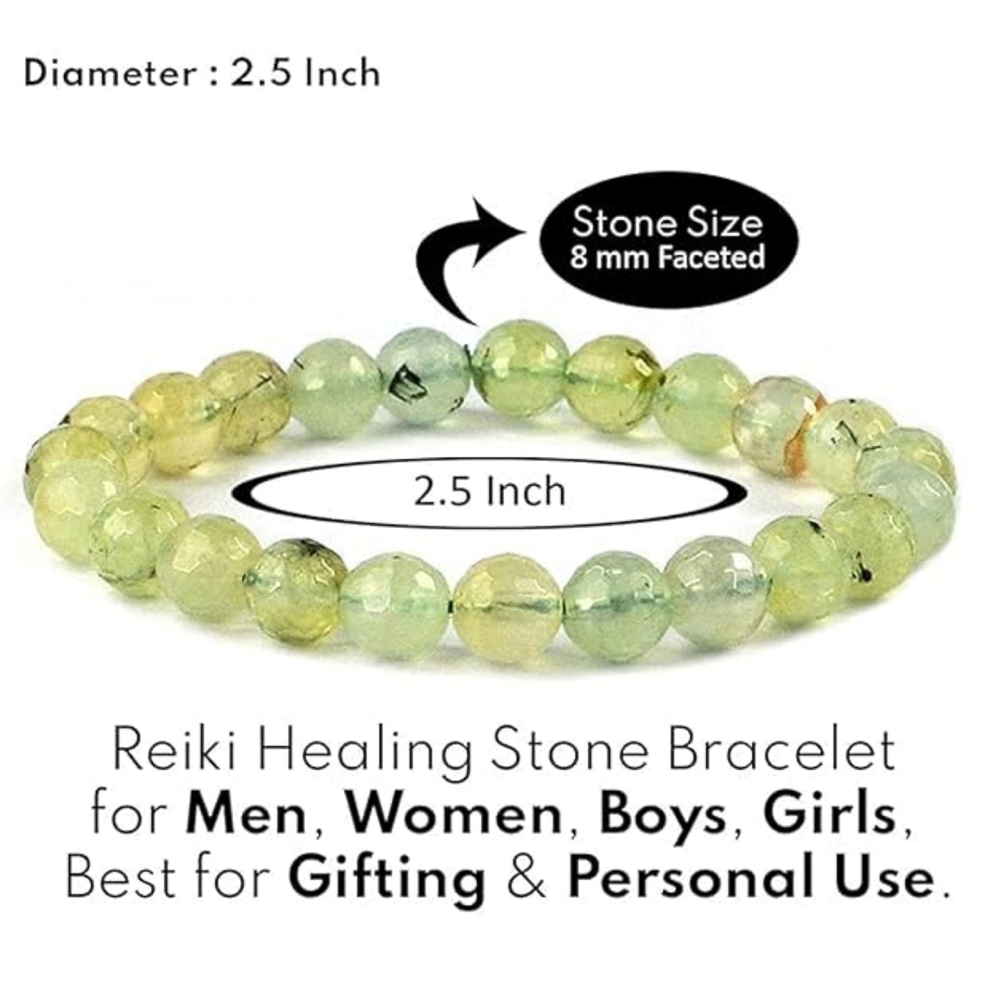 BRAHMAGYAAN Natural Prehnite Bracelet – Handmade Green Prehnite Gemstone Bead Stretch Bracelet for Harmony, Clarity & Everyday Elegance
