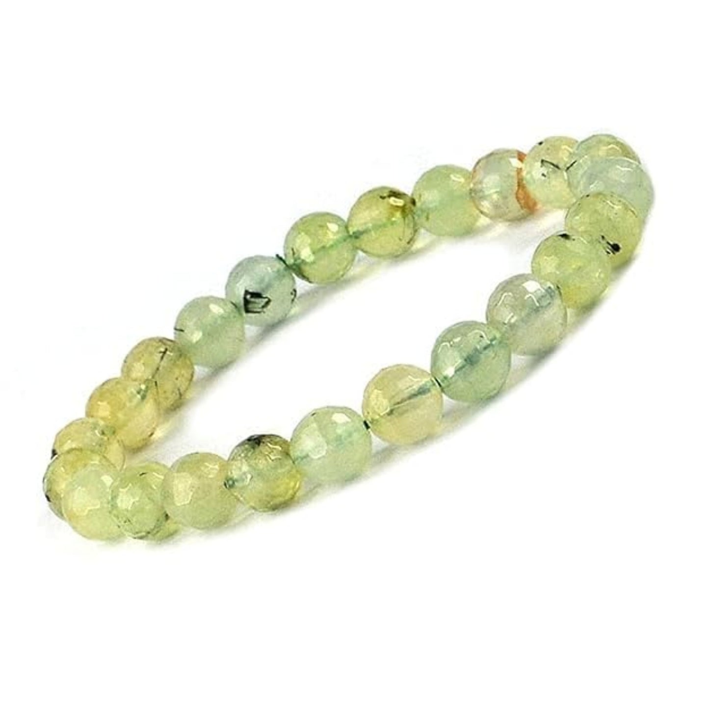 BRAHMAGYAAN Natural Prehnite Bracelet – Handmade Green Prehnite Gemstone Bead Stretch Bracelet for Harmony, Clarity & Everyday Elegance