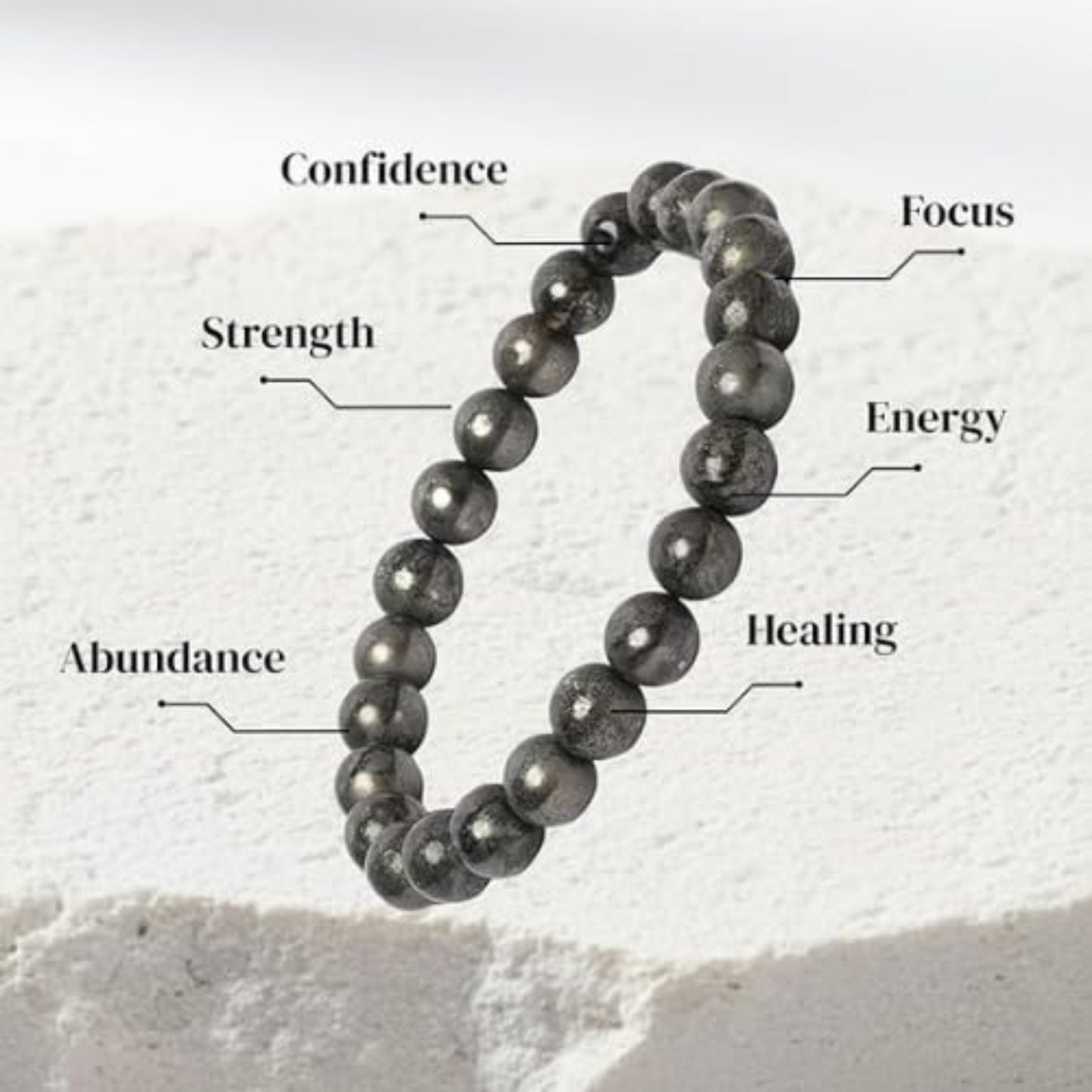 BRAHMAGYAAN Natural Pyrite Bracelet – Handmade Pyrite Gemstone Bead Stretch Bracelet for Prosperity, Confidence & Everyday Elegance