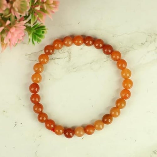 BRAHMAGYAAN Natural Red Aventurine Bracelet – Handmade Red Aventurine Gemstone Bead Stretch Bracelet for Confidence, Vitality & Everyday Elegance