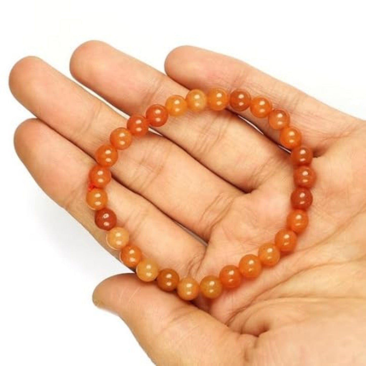 BRAHMAGYAAN Natural Red Aventurine Bracelet – Handmade Red Aventurine Gemstone Bead Stretch Bracelet for Confidence, Vitality & Everyday Elegance