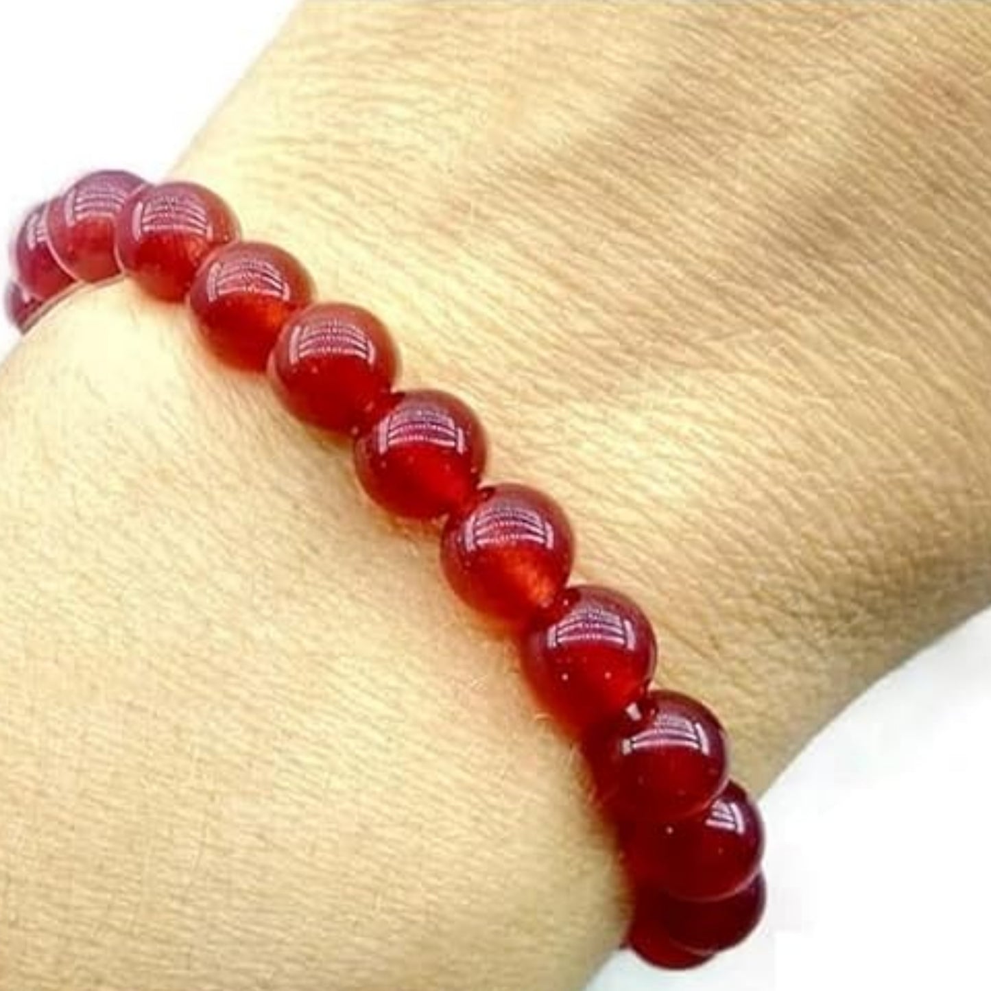 BRAHMAGYAAN Natural Red Onyx Bracelet – Handmade Red Onyx Gemstone Bead Stretch Bracelet for Strength, Confidence & Everyday Elegance
