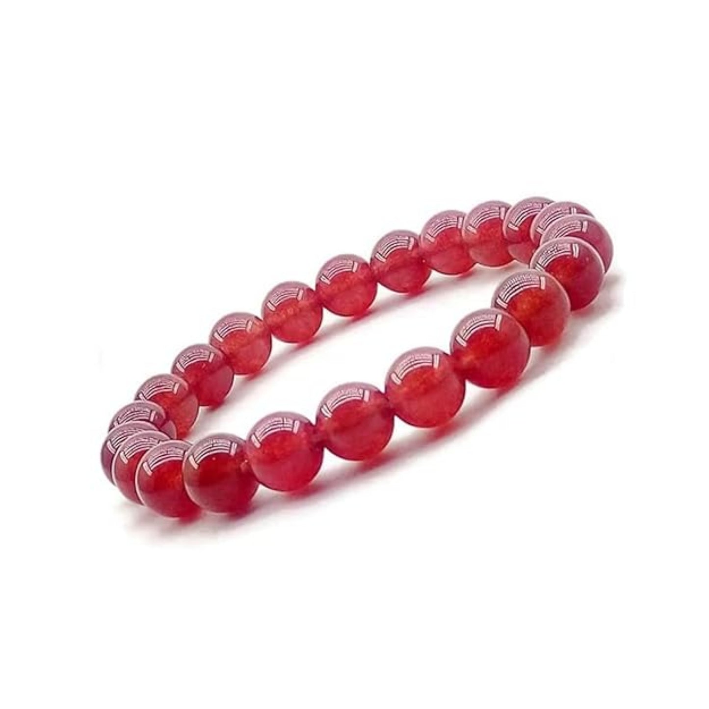 BRAHMAGYAAN Natural Red Onyx Bracelet – Handmade Red Onyx Gemstone Bead Stretch Bracelet for Strength, Confidence & Everyday Elegance